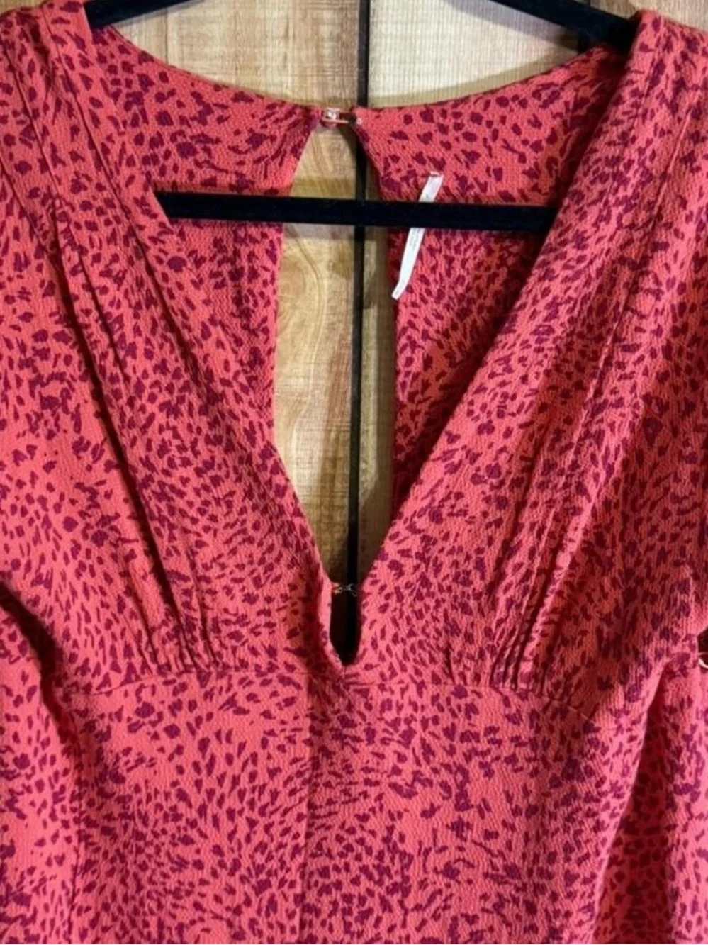 Free People Looking For Love Midi Dress Flame Combo V Neck Keyhole Back 8